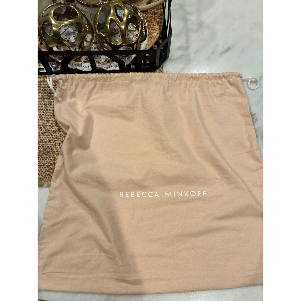 Rebecca Minkoff Large Tan Cotton Drawstring Handbag Dust Bag 19.5x18.5